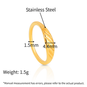Anillo Delicado de Acero Inoxidable 316L Chapado en Oro, Diseño de Croissant, para Mujer, Marca Chris April, Resistente al Deslustre - Product Image 4