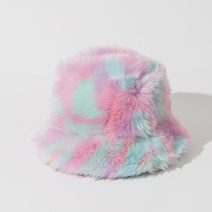 2023 Mới Thời Trang In Cầu Vồng Đầy Màu Sắc Faux Fur Xô Hat Cho Phụ Nữ Chất Lượng Cao Phụ Kiện Mùa Đông Cho Cảnh Ngoài Trời - Product Image 5