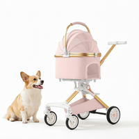 Poussette pliable pour petits animaux de compagnie (chats et chiens) en alliage d'aluminium, 4 roues, réglable, étanche, classique/tendance, vente en gros BNDC