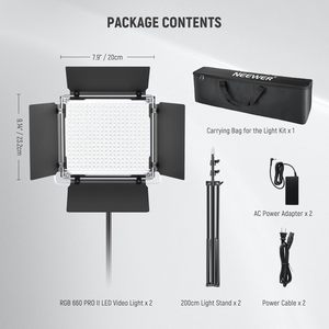 <span class=keywords><strong>Neewer</strong></span> Lot de 2 éclairages photographiques améliorés RGB660 PRO II 660 Pro II, éclairage vidéo LED RGB avec contrôle par application et kit de support pour studio - Product Image 6