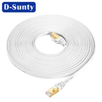 Cable de Red RJ45 Cat 7 de Cobre, Blindado FTP SSTP 32AWG, Cable Ethernet Plano Sólido de Alta Velocidad para Internet y LAN