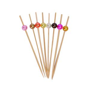 <span class=keywords><strong>Pinchos</strong></span> redondos de bambú con perlas coloridas respetuosos con el medio ambiente, palos para fiestas - Product Image 1