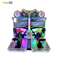 Arcade à pièces simulateur de moteur de super vélo à deux joueurs machine de jeu de course d'arcade intérieure moto à flamme