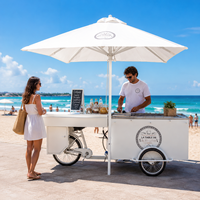 Chariot à pousser léger et durable, chariot à glaces, chariot mobile, petit kiosque à desserts mobile avec fenêtre de présentation