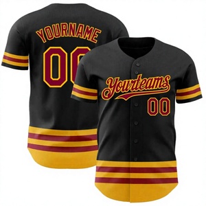 Maillot de baseball Yourteams pour homme, noir, jaune, rouge, 100 % polyester, respirant, manches courtes, coupe classique, vêtements de sport pour adultes - Product Image 2