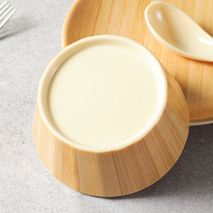 Melamine Tableware <b>Set</b> Wood Grain Bowl Plate <b>Cup</b> Spoon <b>Set</b> For Daily Use Hotel Coffee Tea Serving - Product Image 3
