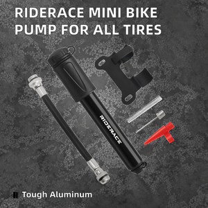 Pompe à vélo portable RIDERACE en aluminium pour VTT et vélo de route, gonfleur de pneus, valve Schrader Presta, pompe à main avec aiguille pour ballons et tuyau - Product Image 2