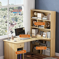Bureau d'ordinateur réglable avec petite étagère intégrée, bureau d'étude simple pour étudiants à domicile