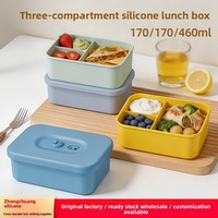 Boîte à lunch isotherme en silicone à trois compartiments pour enfants, avec couvercle, compatible micro-ondes, hermétique, 800 ml, vente en gros usine