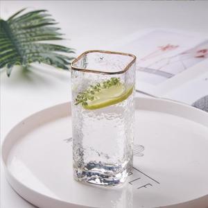 Tasses carrées en verre de Style japonais avec bord doré pour boire de l'eau, du thé, du jus, du lait, du café, du <span class=keywords><strong>Whisky</strong></span>, de la bière - Product Image 5