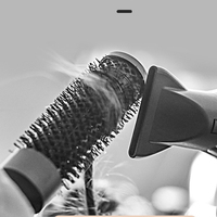 Brosse ronde unique avec manche en bois de hêtre long et céramique, technologie ionique, poils en nylon, séchage rapide des cheveux, coiffage des femmes