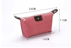 Petite trousse de toilette portable simple, élégante, à rayures, pour le maquillage, sac de rangement multifonctionnel pour cosmétiques - Product Image 2