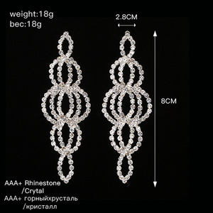 ต่างหูแฟชั่น E446 สไตล์ชาติพันธุ์ ประดับเพชรเต็มวง ต่างหูห่วงโลหะผสมสำหรับผู้หญิง - Product Image 6