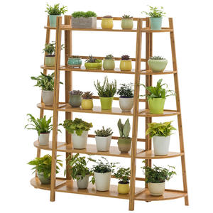 Support à <span class=keywords><strong>plantes</strong></span> en bambou combiné avec balcon et support au sol, design simple et moderne pour une utilisation en intérieur/extérieur - Product Image 5