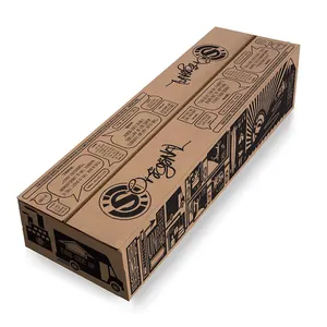 Cứng carton hình chữ nhật Skateboard vận chuyển bao bì phẳng hộp giấy tùy chỉnh thiết kế sóng Skateboard vận chuyển hộp