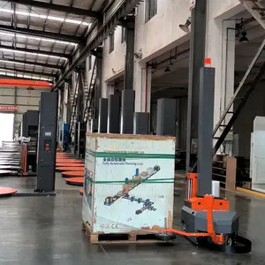 Big Warehouse Auto Measure Height Automatic Mobile Tray Winding Portable Robotic Stretch Film Robot Pallet Wrapping Machine