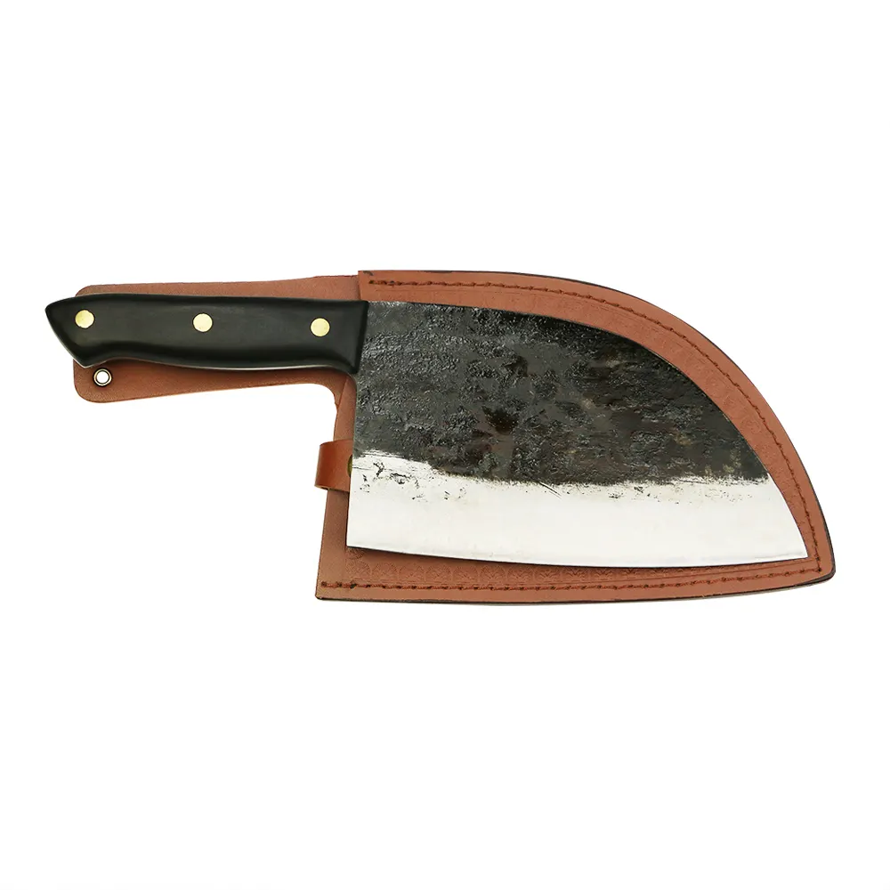 Thép carbon cao butcher dao với Túi da Cleaver boning fillet serbian dao handmade giả mạo nhà bếp almazan dao