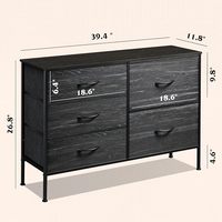Commode moderne noir anthracite avec motif grain de bois pour chambre, salle à manger, salon, meuble de rangement pour la maison