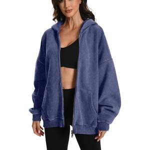 2025 Acid Wash Hoodie para mujeres y hombres Oversized Heavyweight Distress Cotton Fleece Zipper Hoodie Vintage Zip-XXS Size - Product Image 4