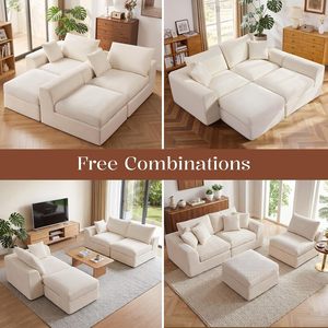 Canapé sectionnel Cloud de 110 pouces pour salon, <span class=keywords><strong>convertible</strong></span> en forme de L, 3 places, ottoman modulaire sans structure, <span class=keywords><strong>beige</strong></span> - Product Image 4