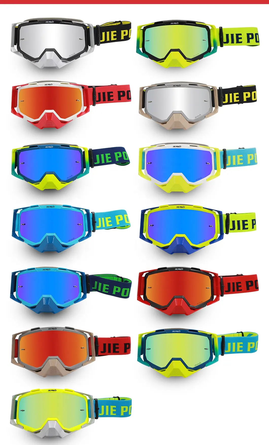 Fábrica Motocicleta Óculos Óculos Moto UV400 MX Offroad Motocross Goggles Esportes ao ar livre Dirt Bike Racing Óculos Goggles