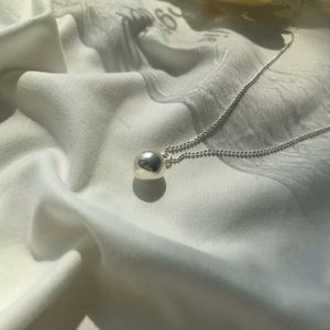 Collar Dylam, Nuevo, Simple y Elegante, con Bola Grande, Plata de Ley 925, Colgante de Bola Brillante, Collar con Bolas de Plata - Product Image 5