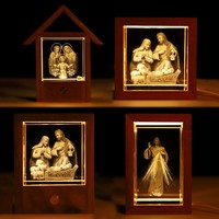 Nouveau Design Cube en Cristal 3D Gravé au Laser Veilleuse de Première Communion pour Décoration d'Intérieur