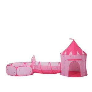 Carpa Infantil Rosa en Forma de Corazón, Juego de 3 Piezas con Túnel y Piscina de Pelotas para Jugar en Interiores, Edad 4-6 Años - Product Image 5
