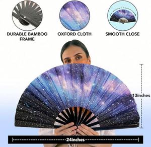 Éventail pliant en bambou personnalisé de 33 cm, grand format, portable, pour la danse, les fêtes, la promotion, souvenir d'entreprise personnalisé, cadeau - Product Image 2