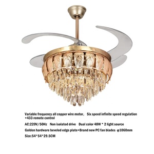 Ventilador de Techo LED con Control Remoto de 6 Velocidades, Estilo Moderno y de Lujo, para Dormitorio, Sala de Estar, Colgante Ajustable - Product Image 6