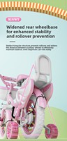 Vélo d'entraînement pliable pour enfants avec roues stabilisatrices, 1-12 ans, garçons et filles, pliable, 12-20 pouces, avec siège arrière