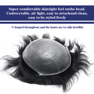 Chất Lượng Cao Siêu Mỏng 0.03Mm V-Loop Ấn Độ Remy Tóc Thẳng Tay Gắn Tóc Giả Cho Nam Giới Cao Cấp Tóc Giả Tóc Giả - Product Image 5