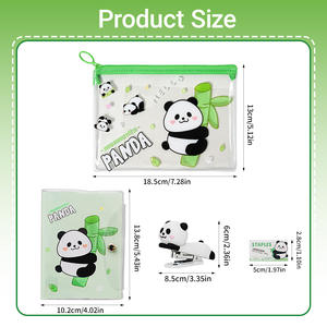 सुंदर पांडा स्टेशनरी किट-स्टेपलर, नोटबुक, पेंसिल पाउच + 1 स्टेपल का बॉक्स | छात्र और कार्यालय की आपूर्ति - Product Image 2