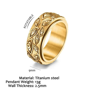 Anillo Giratorio de Acero Inoxidable Estilo Vintage Ojo de Horus, Anillo de Dedo para Aliviar el Estrés, Joyería Grabada Resistente al Deslustre - Product Image 5