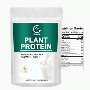 OEM en stock Poudre de protéines bio à base de plantes 16g 450g Poudre de protéines végétaliennes pour femmes et hommes soutien récupération post-entraînement