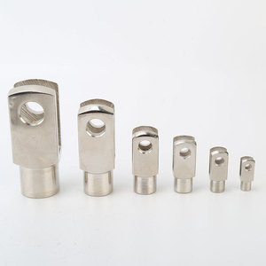 Connecteur en Y pour vérin pneumatique, en acier inoxydable M6, avec fourche à étrier et goupille à ressort longue, filetage droit, longueur 43mm, usiné - Product Image 5