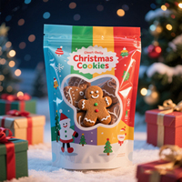 Sachet refermable personnalisé en Mylar de qualité alimentaire, recyclable, pour cadeaux de Noël, bonbons, biscuits, aliments pour animaux de compagnie