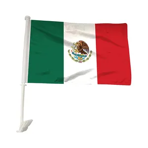 Рекламный полиэстер цифровая печать на заказ мексиканский Автомобильный флаг оптом все страны мексиканские автомобильные оконные флаги с полюсом для автомобиля