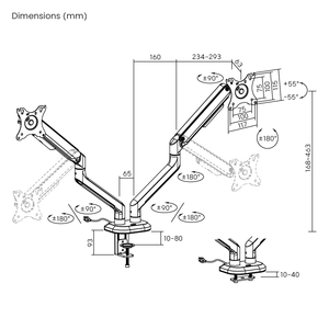 Bras de moniteur de jeu double lumière rvb LDT63-C024GL support de montage de bureau à ressort mécanique réglable support d'écran LCD convient à 17 " - 32" - Product Image 6
