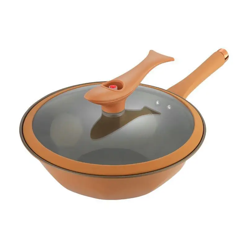 Заводская оптовая продажа, ВОК, предварительно отлитая керамическая сковорода для жарки, китайская литая керамическая ВОК, антипригарная сковорода для глубокой сковороды