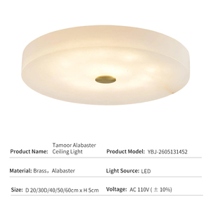 Alabaster Ceiling Lamp Natural Stone Brass Modern Luxury Flush Mount Bedroom Living Room Hotel Villa Factory Wholesale Custom - Product Image 3