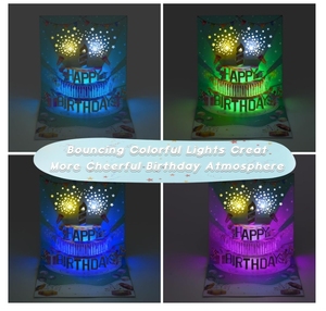 Nhà Máy Giá 3D Pop Up ánh sáng blowable bánh hạnh phúc âm nhạc Thẻ sinh nhật với âm nhạc và cổ vũ âm thanh vui Popup cho trẻ em - Product Image 3