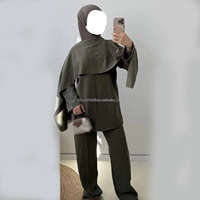 Ensemble 2 pièces Willson en coton pour femme musulmane : Abaya ample et pantalon, confortable et élégant pour l'automne