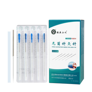 Aiguilles d'acupuncture stériles jetables avec tube guide, emballage individuel, 100 pièces/boîte, acier inoxydable, pour l'acupuncture TCM - Product Image 2