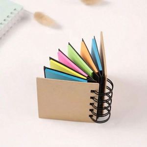1 unidad de bloc de notas fluorescente con pestañas adhesivas, mini cuaderno espiral de 5 colores, bonito bloc de notas para estudiantes - Product Image 1
