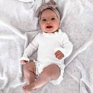 Set di vestiti per neonata set di vestiti per bambini con maniche a balze in pizzo solido set di vestiti per bambini 100% cotone - Product Image 5