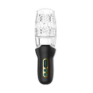 Vagin Mâle Vagin Artificiel Télescopique Coupe De Masturbation Rechargeable Lumière Led Torche En Caoutchouc Souple Sex Toy pour Homme Électrique