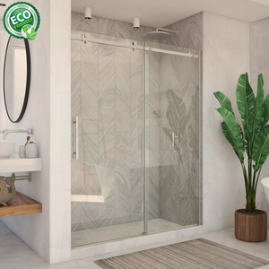 Cabine de douche d'angle en or brossé, verre de sécurité 1/4 pouce, quincaillerie en acier inoxydable 304, glissière fluide - Product Image 4
