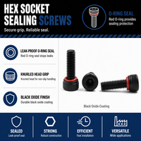 Sekrup Penyegel Cincin O Berulir Tahan Air M3 M4 M5 M6 M8 Black Oxide Hex Socket Cap untuk Peralatan Industri