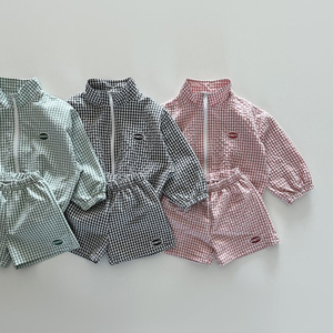 All'ingrosso 80 a 130cm OEM altri vestiti per ragazze protezione solare Cardigan Top Shorts 2 pz cotone abbigliamento bambina - Product Image 3
